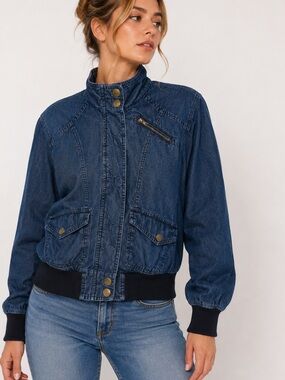 Jamie Nicole Collection Y2K Denim Utility Jacket 2X Blue Cotton